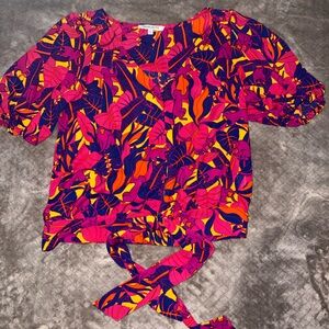 Rose & Olive Monkey Pink and Orange Printed Top